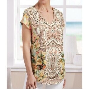 Soft Surroundings Patria Tunic Top Size Small Beaded Embellished Floral‎ Lined